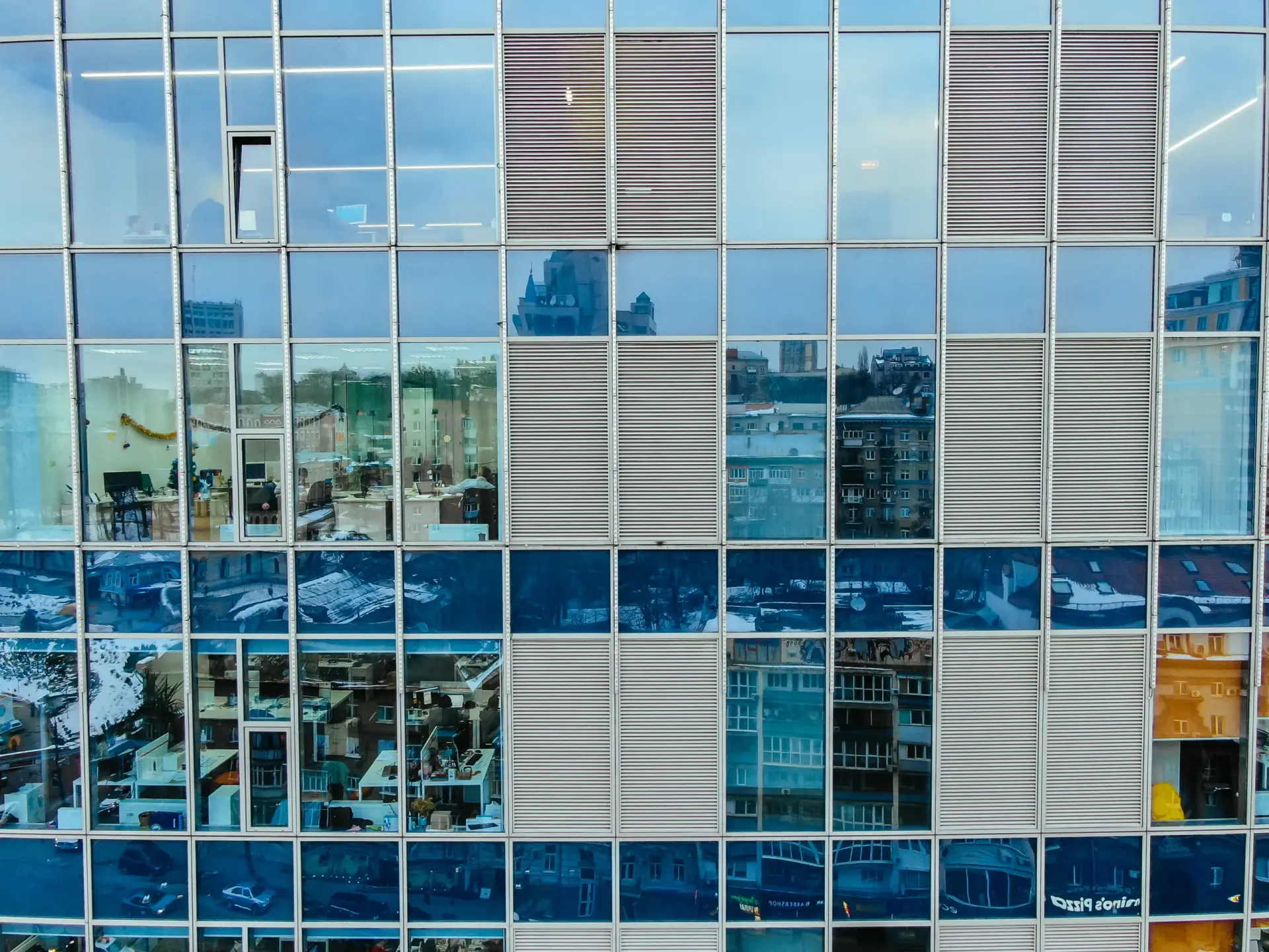 street-reflection-glass-steel-building-facade